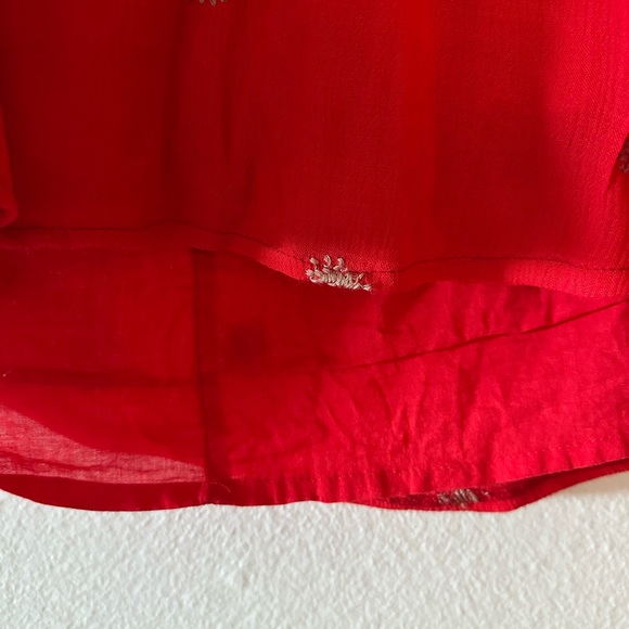 Free People red long sleeve open back floral embroidery mini dress size small. - Picture 5 of 15